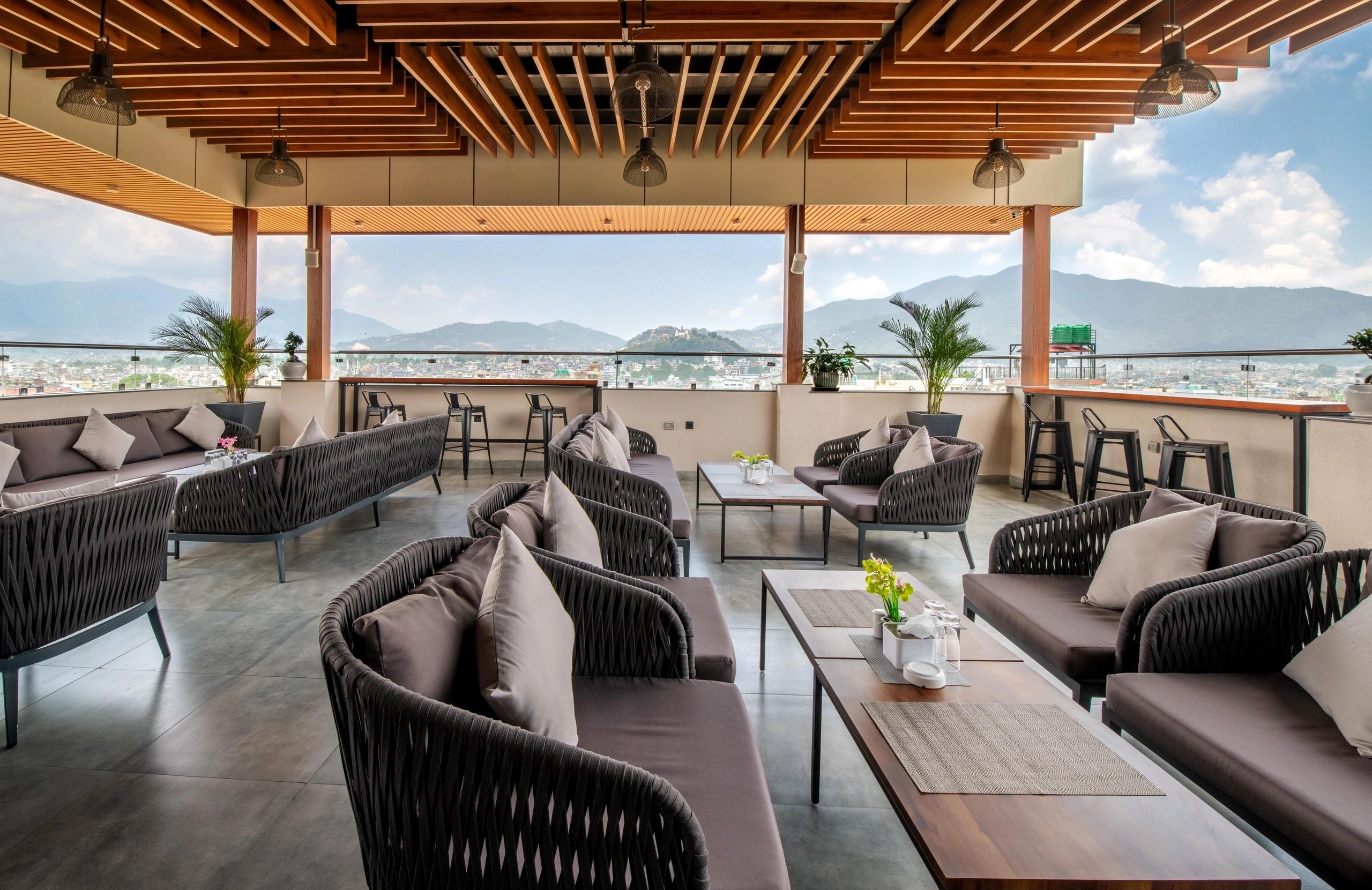 7th Floor Rooftop Terrace Bar with Himalayan Mountain Panorama